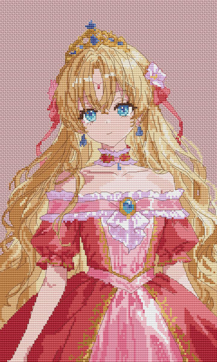 Cross Stitch Pattern princess Athanasia Digital PDF, XSD Chart Art Manhwa Design