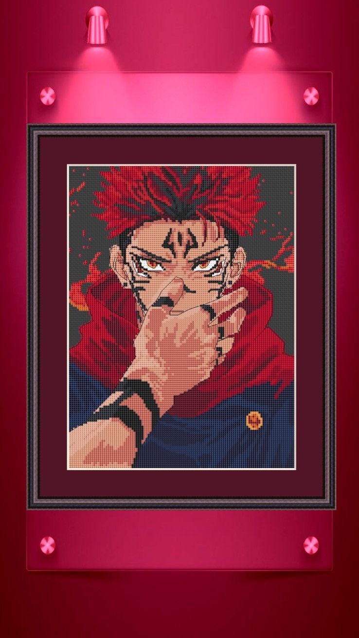 Anime Boy Cross Stitch Pattern Sukuna Digital PDF,XSD Chart Fan Art Design