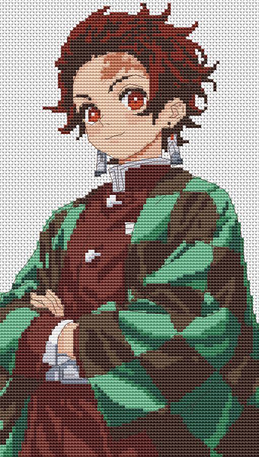 Anime Cross Stitch Pattern Tanjiro Digital PDF,XSD Chart Fan Art Design