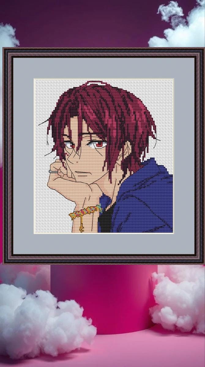 Anime Boy Cross Stitch Pattern Rin Free Digital PDF, XSD Chart Fan Art Design
