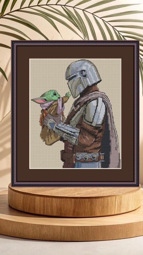 Cross Stitch Pattern Manda, Grogu Digital PDF Chart Fan Art Design