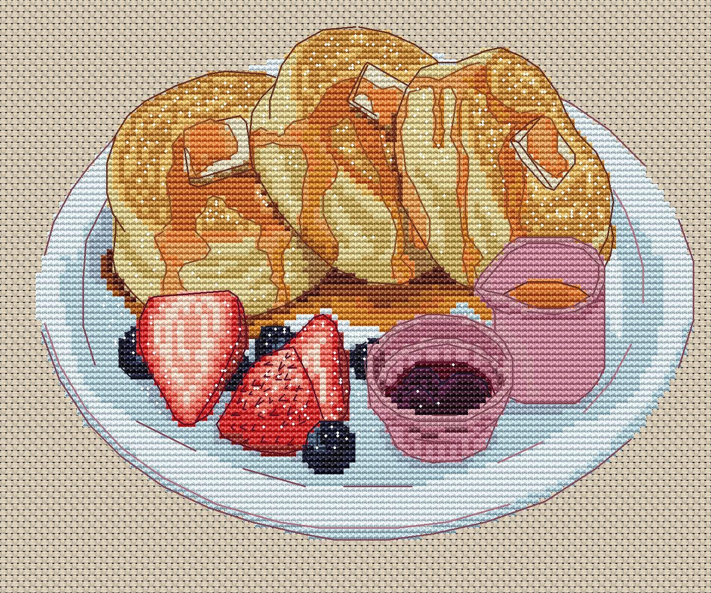 Cross Stitch Pattern Pancakes Digital PDF Chart Art Design
