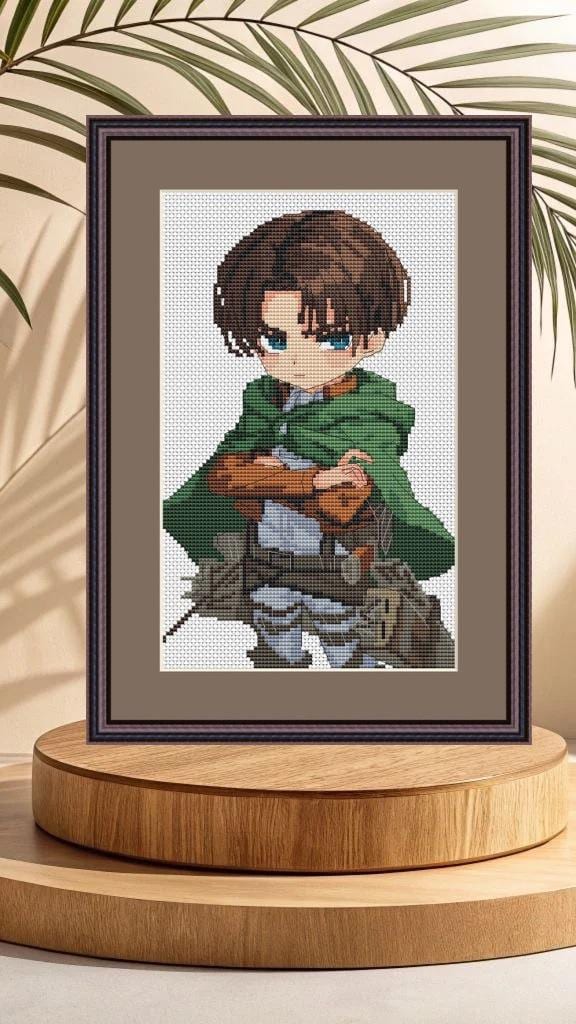 Anime Cross Stitch Pattern Levi A Digital PDF, XSD Chart  Manga Fan Art