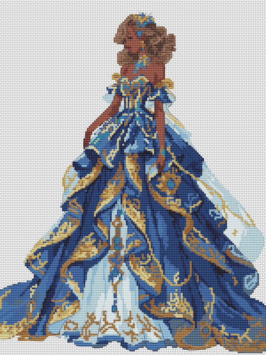 Ballroom Dress Cross Stitch Pattern Digital PDF Chart Art Design