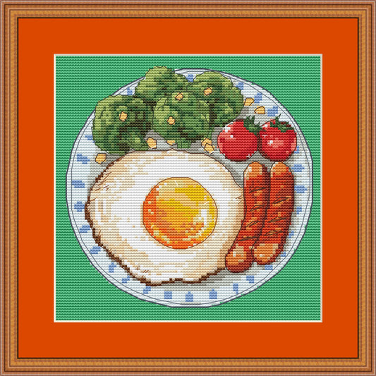 Diagramme de point de croix petit-déjeuner numérique PDF design d'art