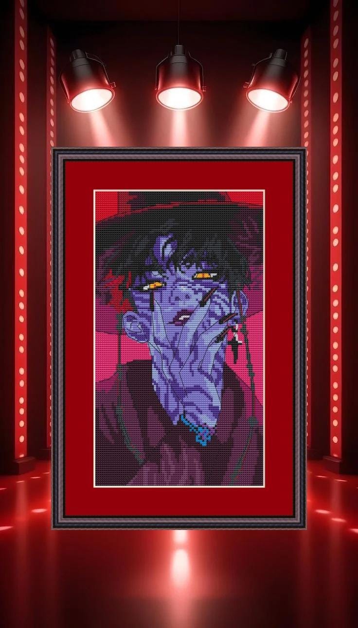 Anime Cross Stitch Pattern  Digital PDF, XSD Chart Demon Jinu Fan Art Design