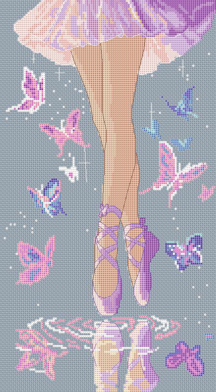 Cross Stitch Pattern Ballet Pointe Shoes Digital PDF, XSD Chart Art Design