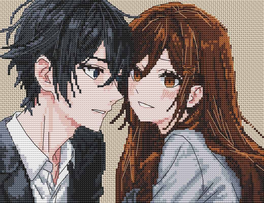 Anime Couple Cross Stitch Pattern Digital PDF,XSD Chart Fan Art Design