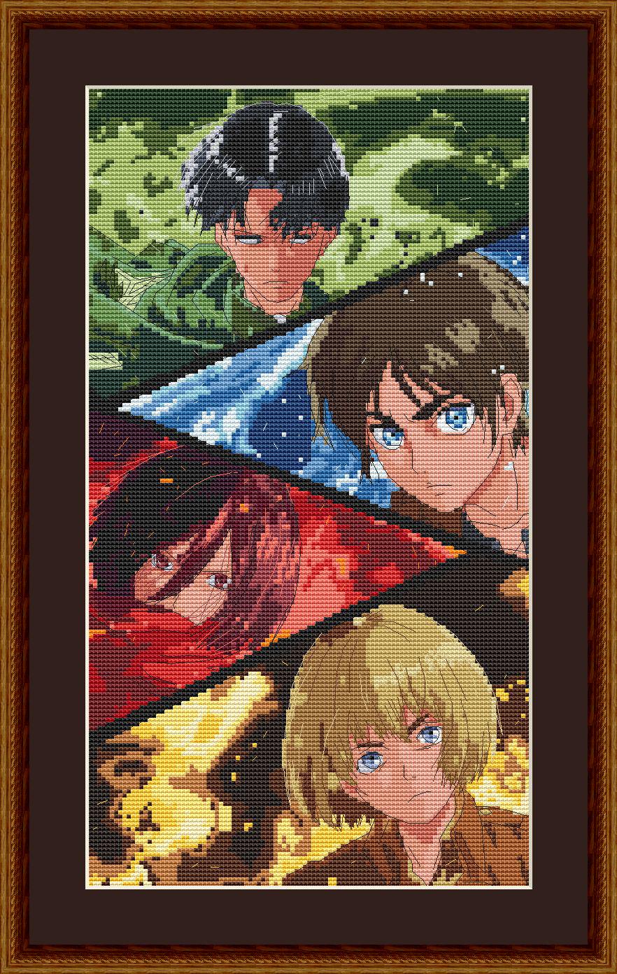 Anime Cross Stitch Pattern AoT Digital PDF Chart Fan Art Design
