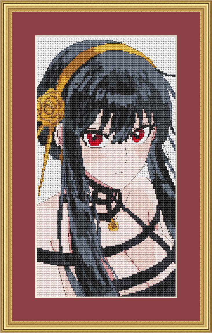 Anime Cross Stitch Pattern Yor F Digital PDF,XSD Chart Fan Art Design