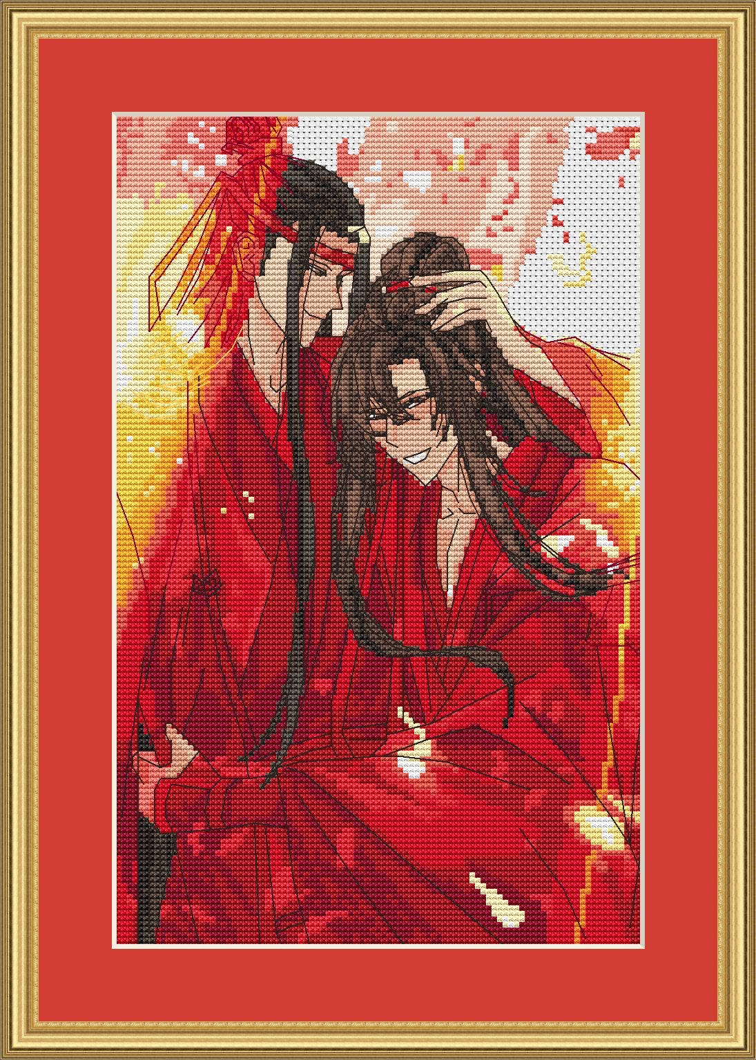 Anime Cross Stitch Pattern Wei Wuxian/Lan G Digital PDF,XSD Chart Fan Art