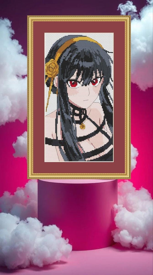 Anime Cross Stitch Pattern Yor F Digital PDF,XSD Chart Fan Art Design