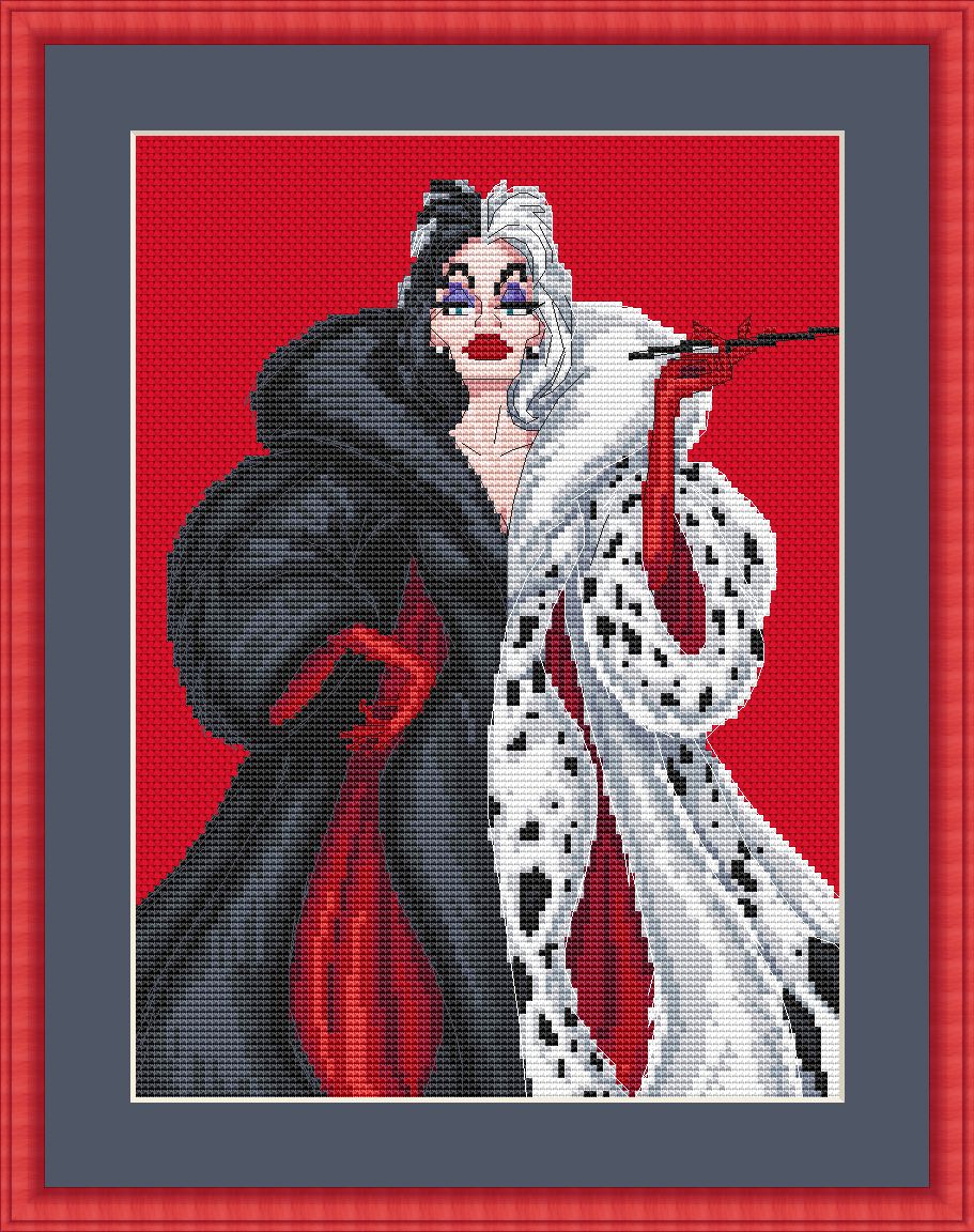 Cross Stitch Pattern Cruella Digital PDF, XSD Chart Art Design