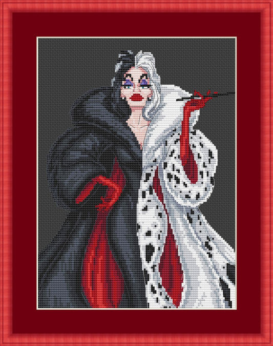 Cross Stitch Pattern Cruella Digital PDF, XSD Chart Art Design