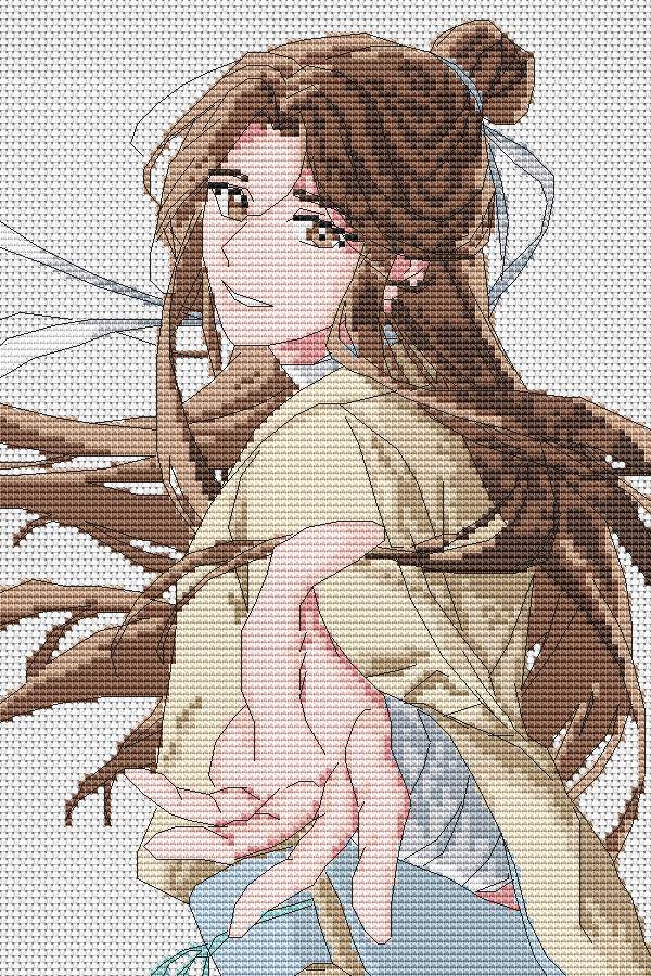 Anime Cross Stitch Pattern HOB Xie Lian Digital PDF,XSD Chart Fan Art Design