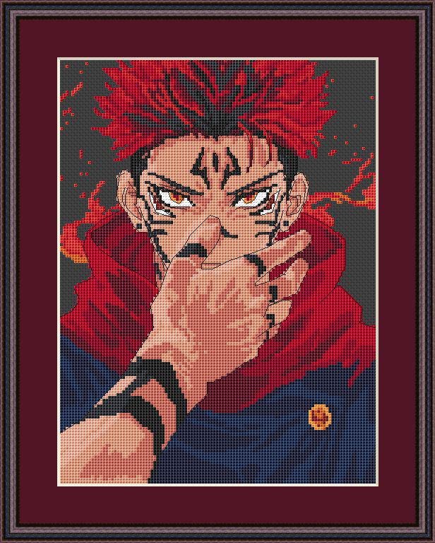 Anime Boy Cross Stitch Pattern Sukuna Digital PDF,XSD Chart Fan Art Design