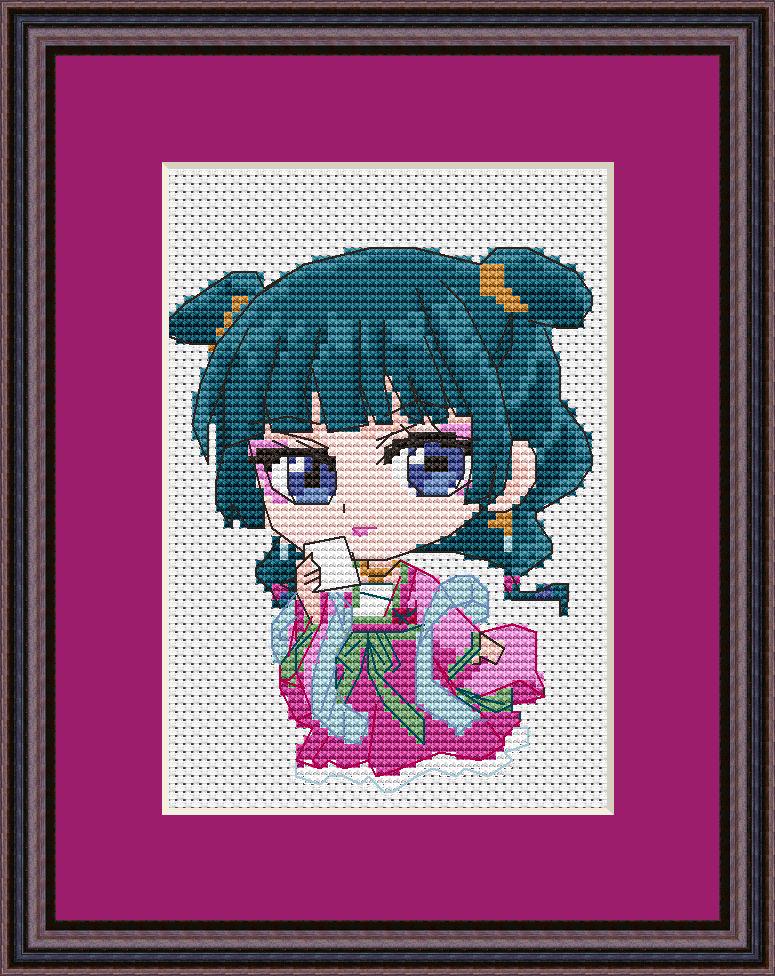 Anime Girl Cross Stitch Pattern  Digital PDF, XSD Chart  Manga Fan Art Design