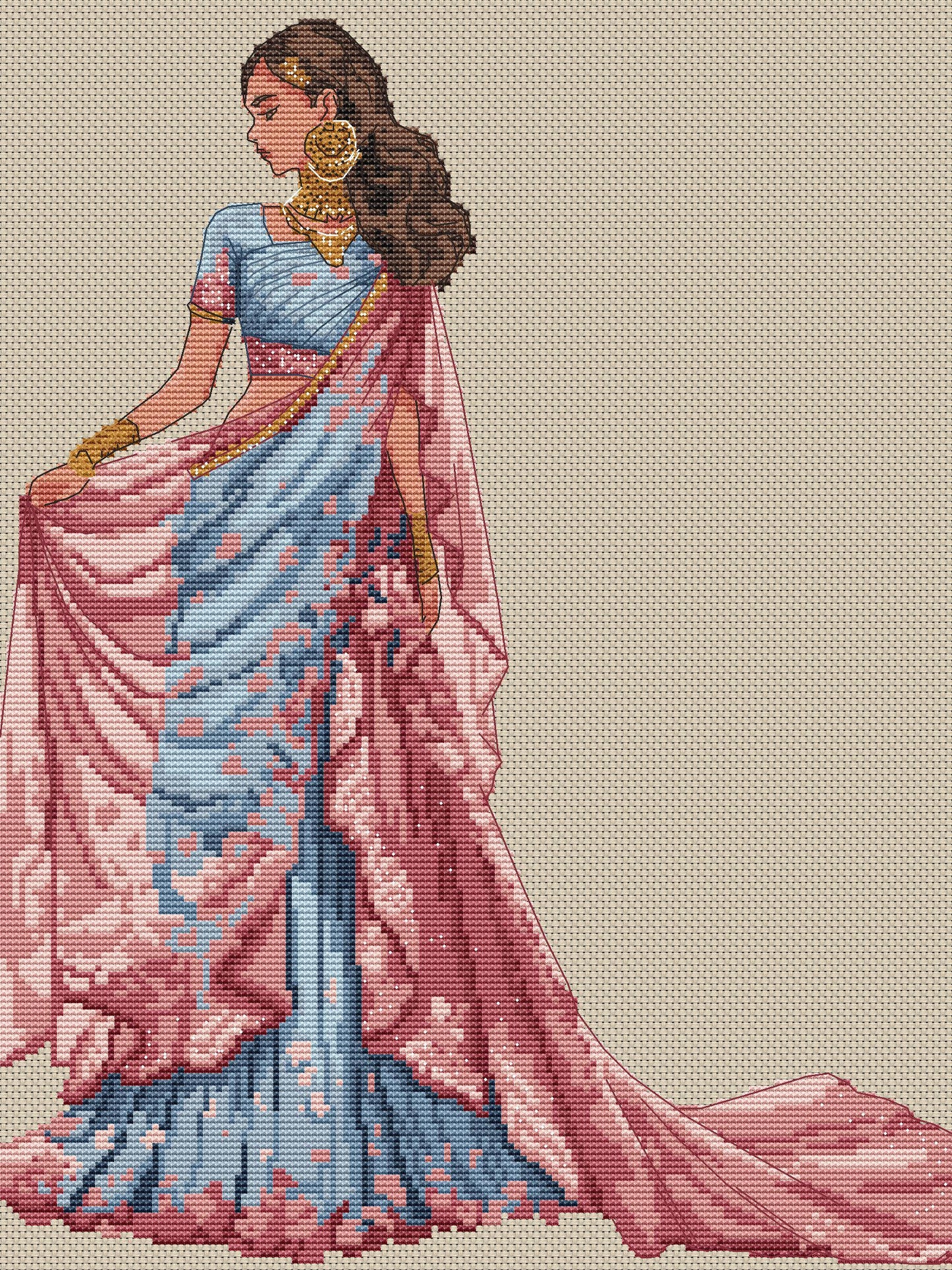 Ballroom Dress Cross Stitch Pattern Digital PDF Chart Art Design