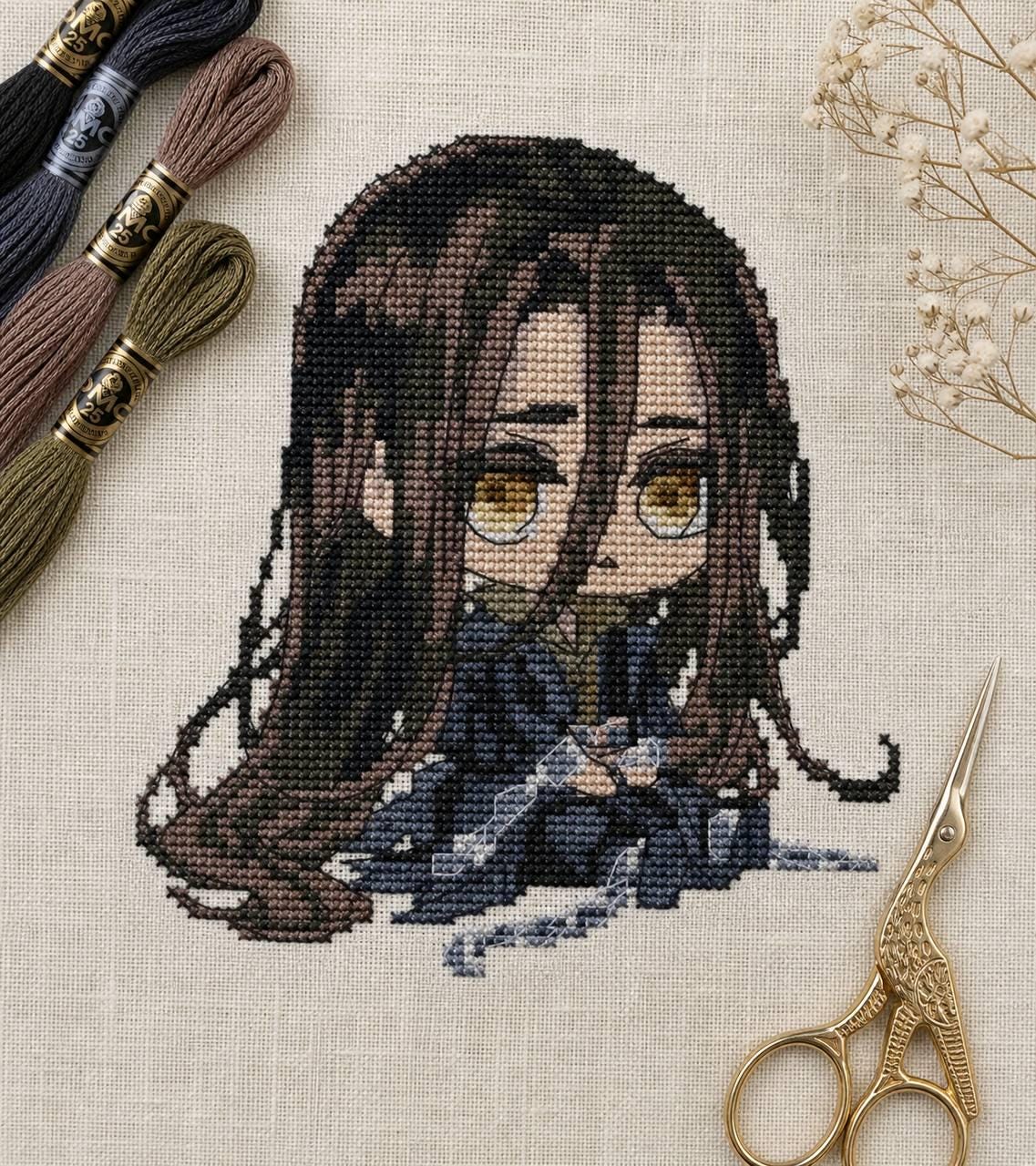 Anime Cross Stitch Pattern Wen Ning Digital PDF,XSD Chart Fan Art Design