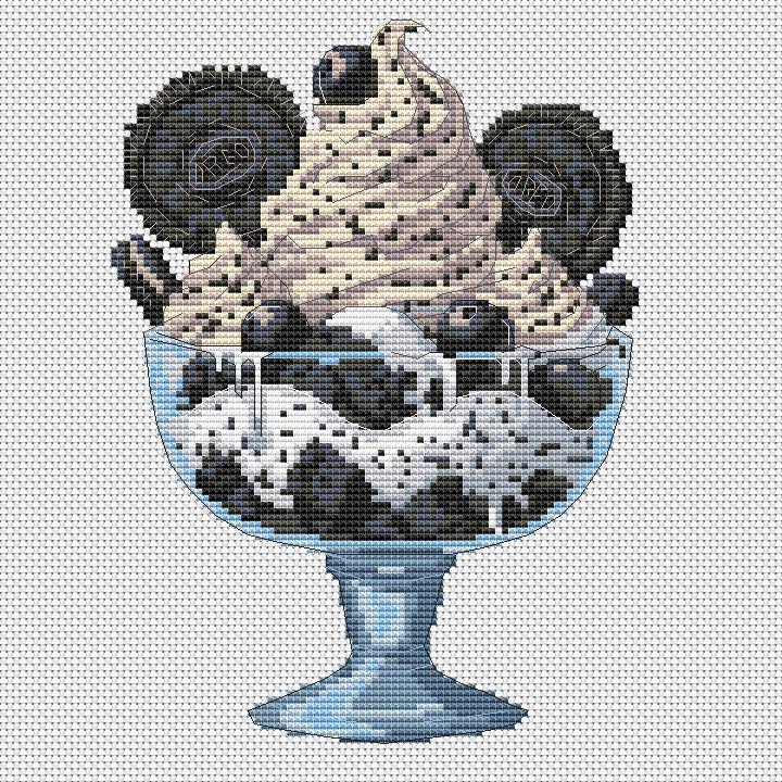 Cross Stitch Pattern Ice cream oreo Digital PDF,XSD Chart Art Design