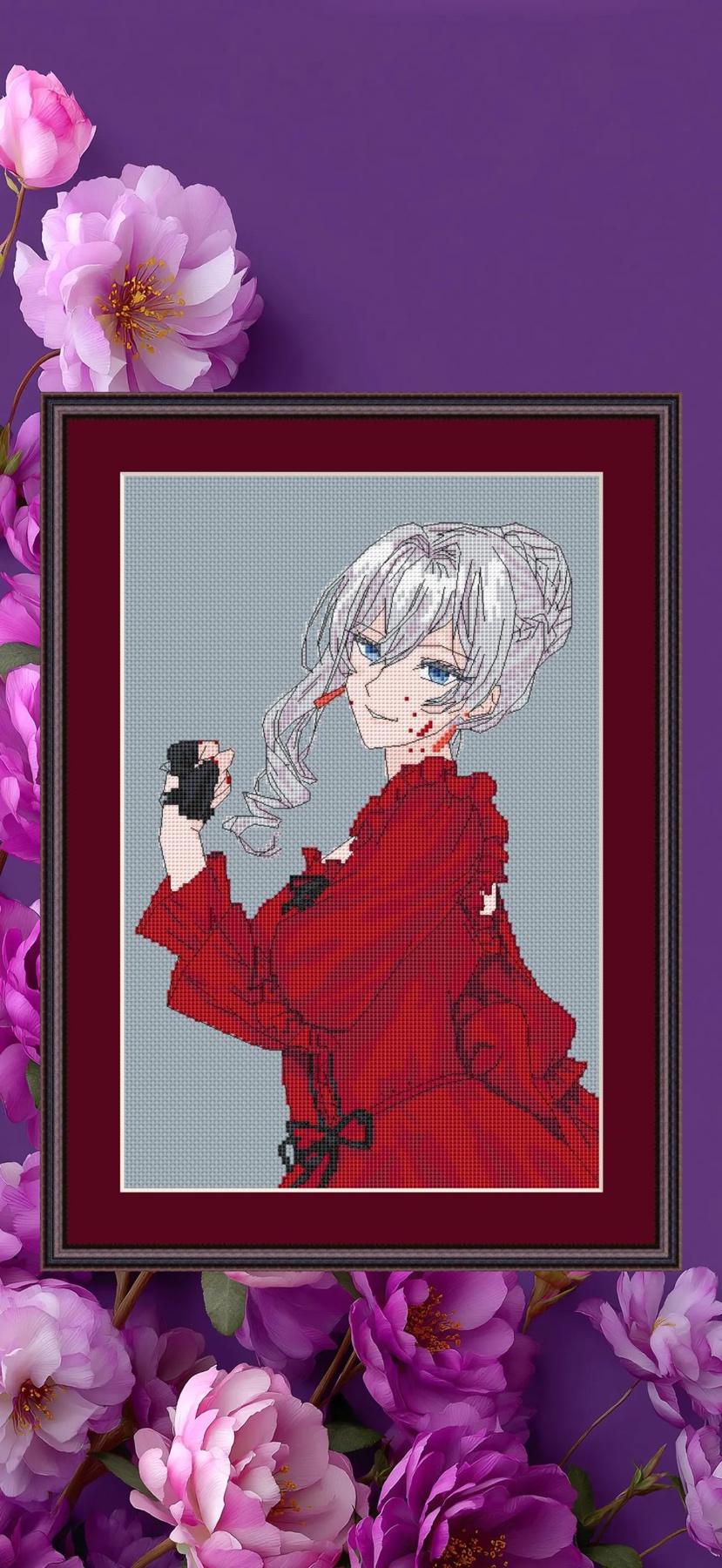 Anime Cross Stitch Pattern Skarlet el Vandimion Digital PDF,XSD Chart Fan Art Design