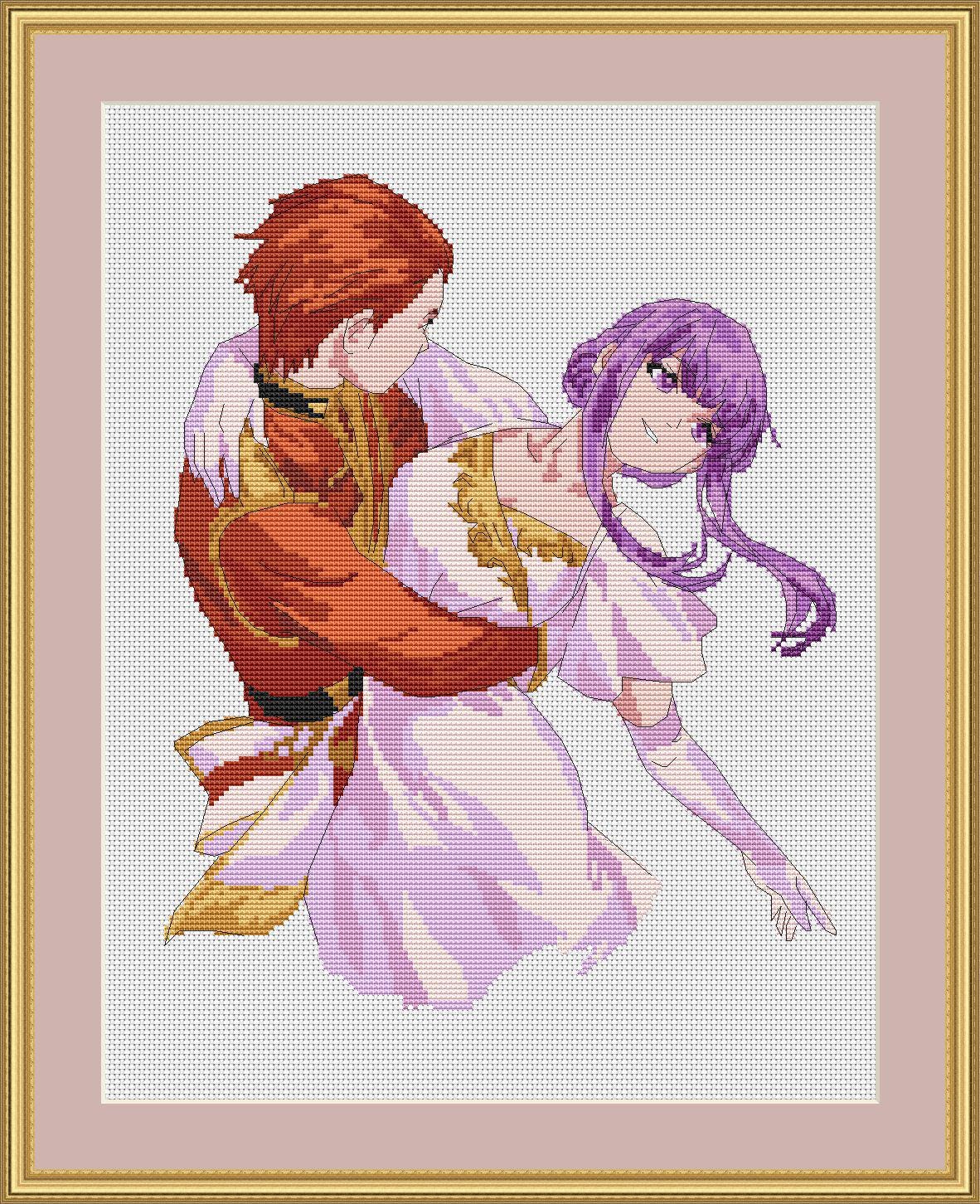 Anime Couple Cross Stitch Pattern  Digital PDF, XSD Chart  Manga Fan Art Design