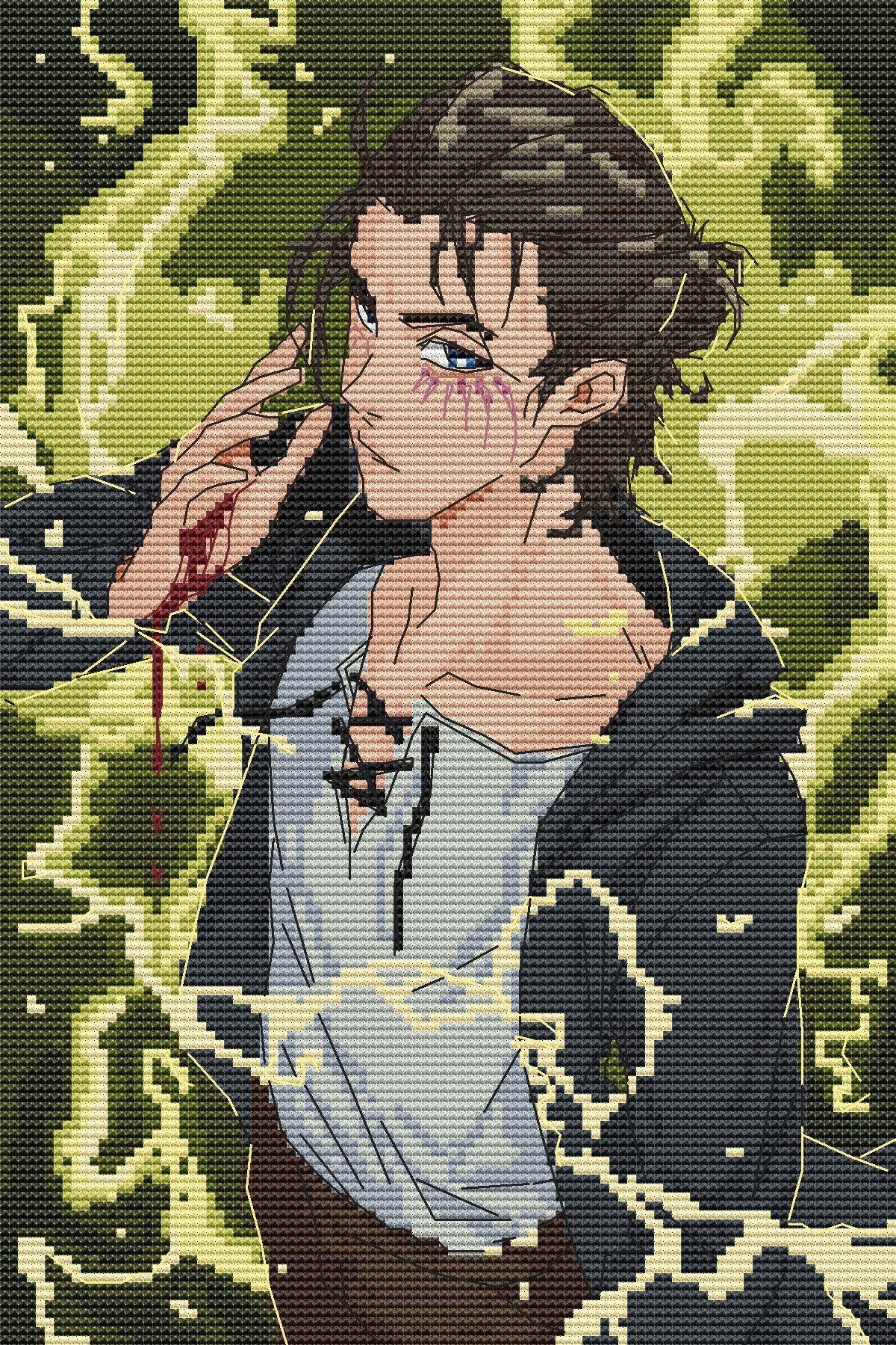 Anime Cross Stitch Pattern Eren Digital PDF Chart Fan Art Design