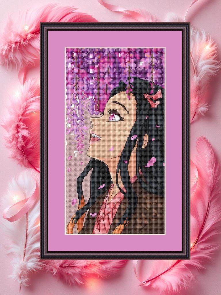 Anime Cross Stitch Pattern Nezuko Digital PDF,XSD Chart Fan Art Design