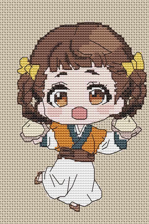 Anime Girl Cross Stitch Pattern  Digital PDF, XSD Chart  Manga Fan Art Design