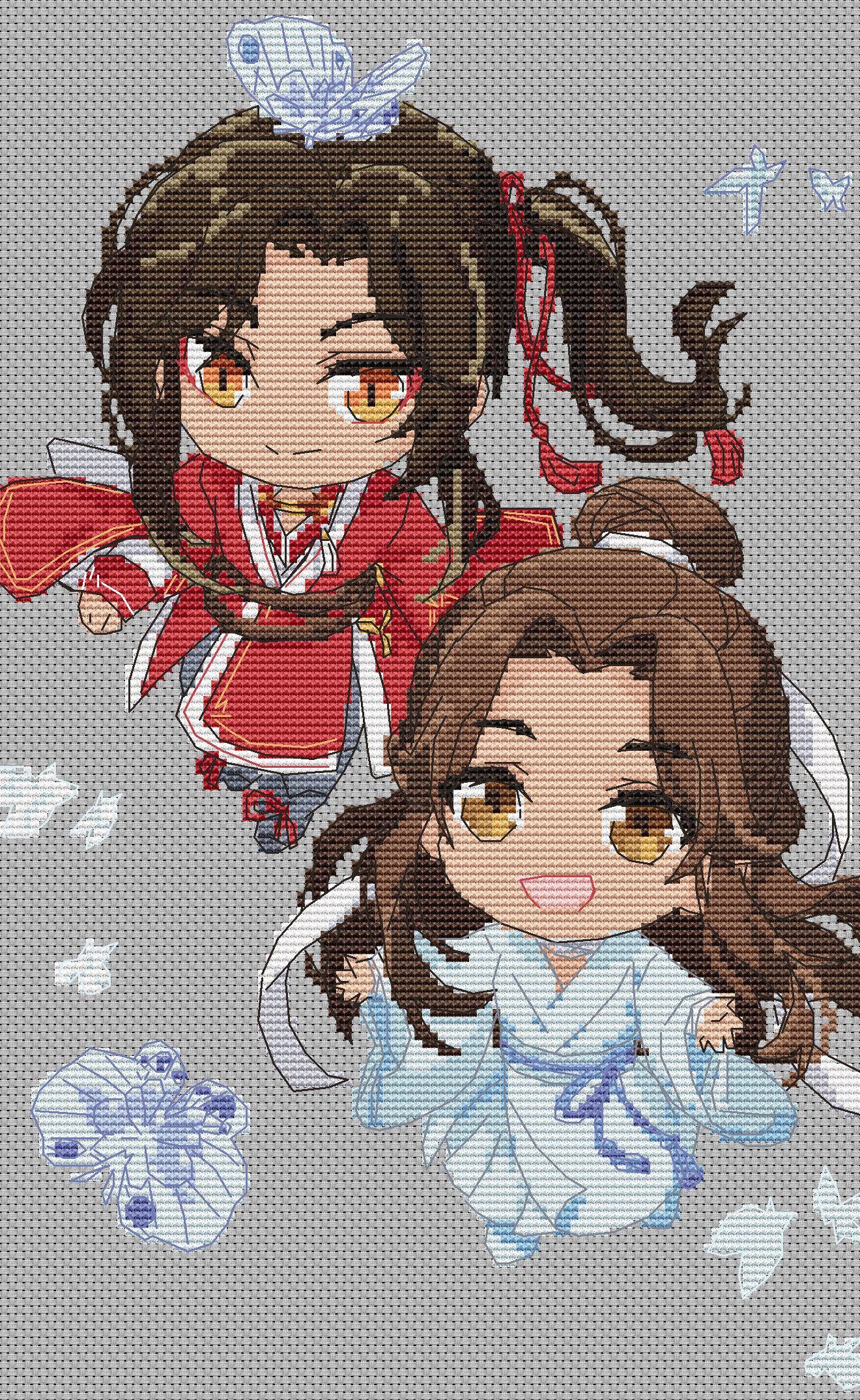 Anime Cross Stitch Pattern HOB Hua Cheng/Xie Lian PDF Fan Art Design