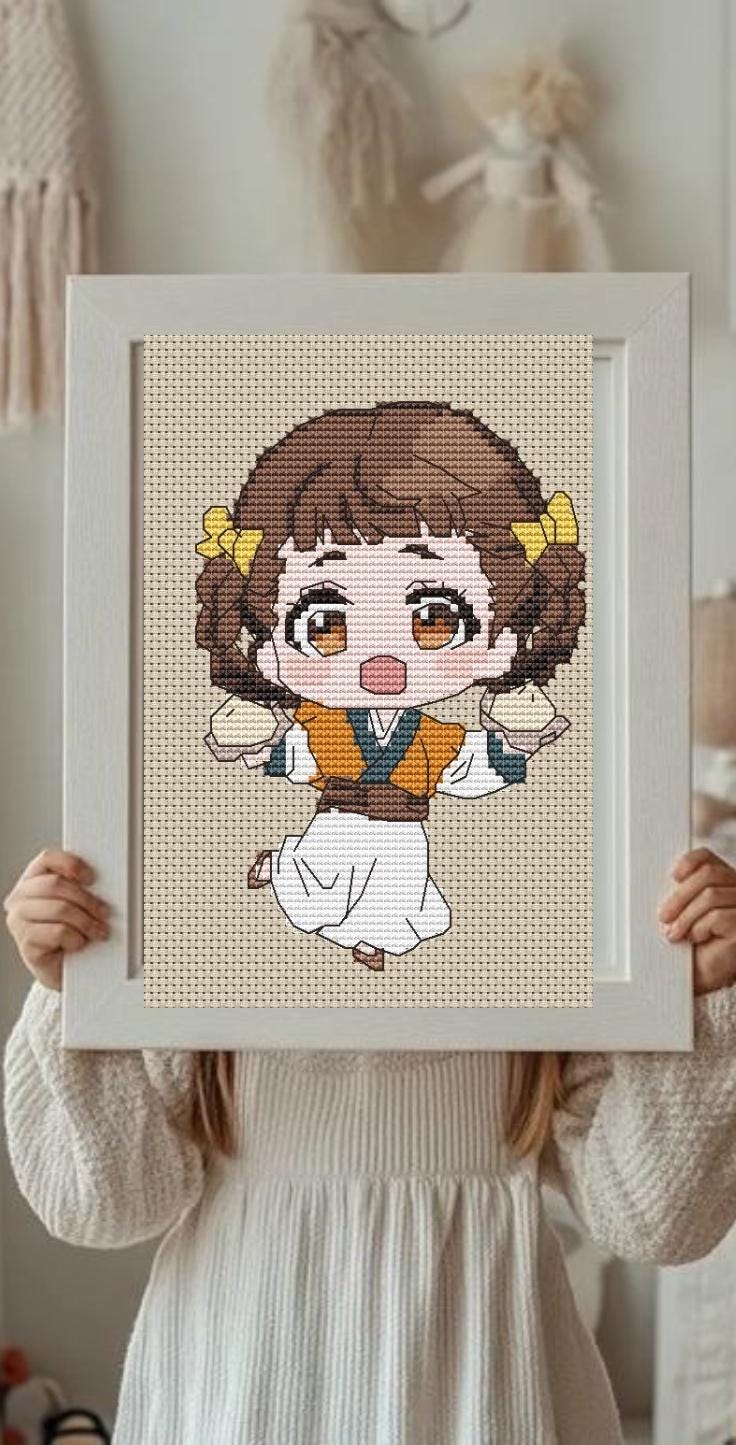 Anime Girl Cross Stitch Pattern  Digital PDF, XSD Chart  Manga Fan Art Design
