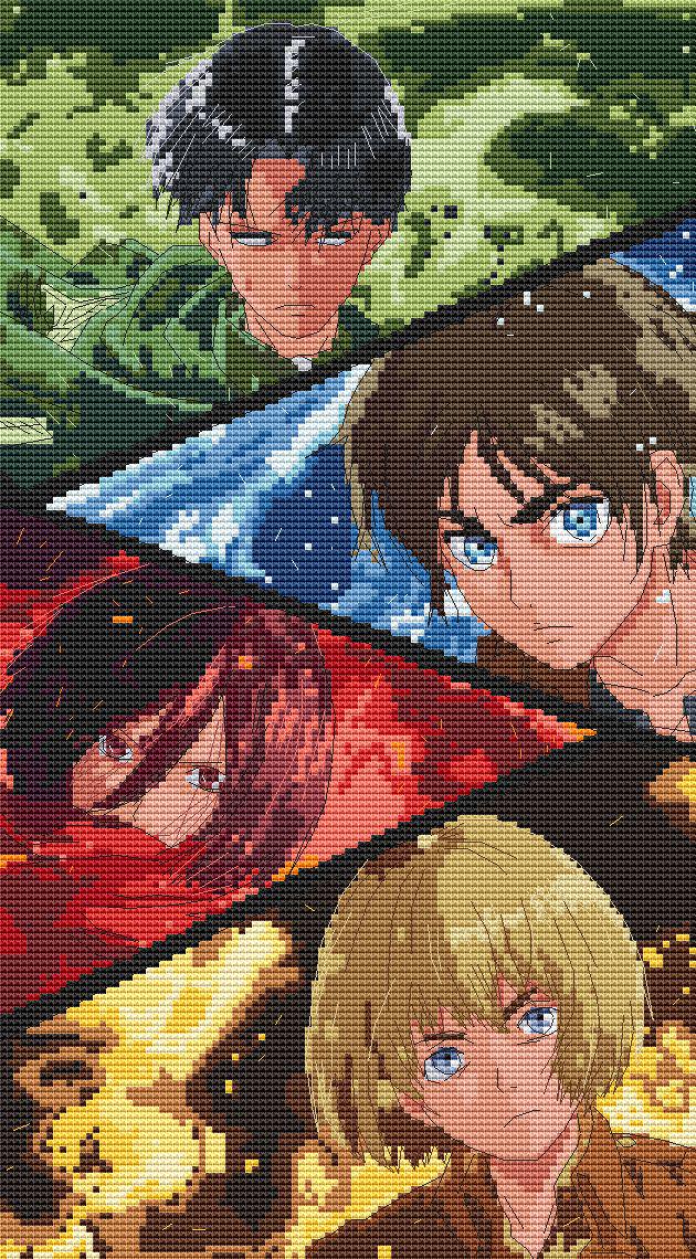 Anime Cross Stitch Pattern AoT Digital PDF Chart Fan Art Design