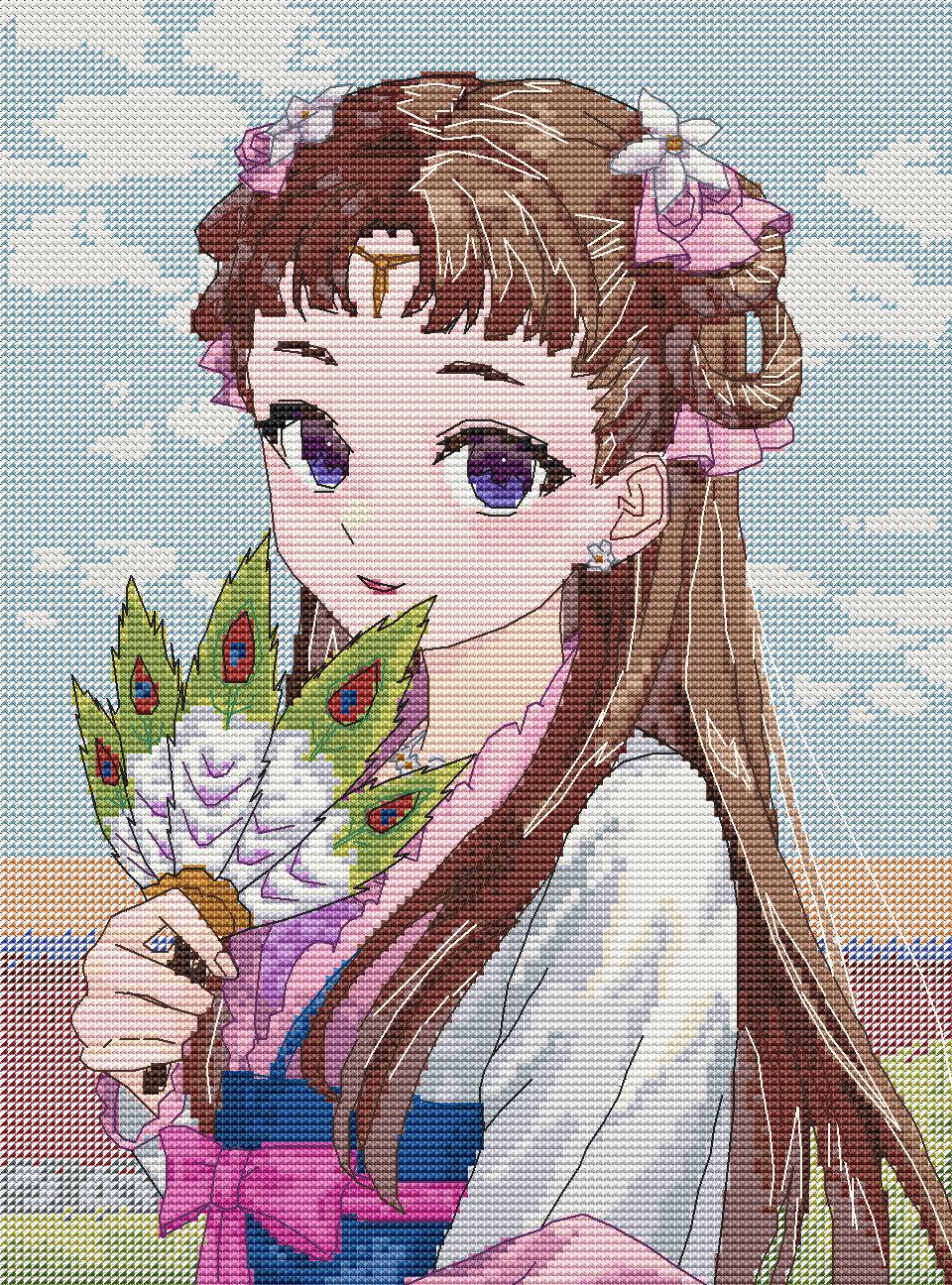 Anime Cross Stitch Pattern Li Shu Digital PDF Chart Fan Art Design