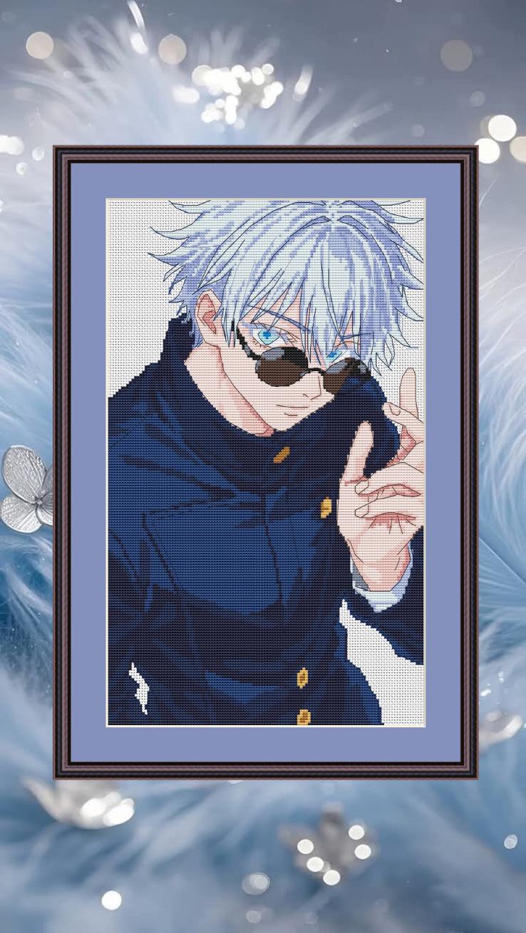 Anime Boy Cross Stitch Pattern Gojo Digital PDF,XSD Chart Fan Art Design