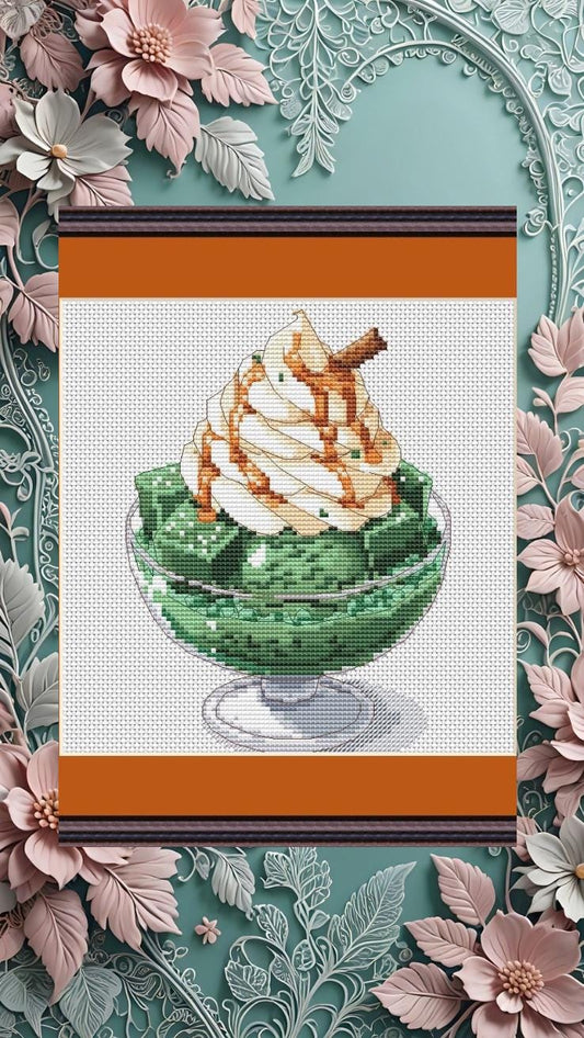 Схема для вишивки хрестиком Matcha Digital PDF, XSD-діаграма, художній дизайн