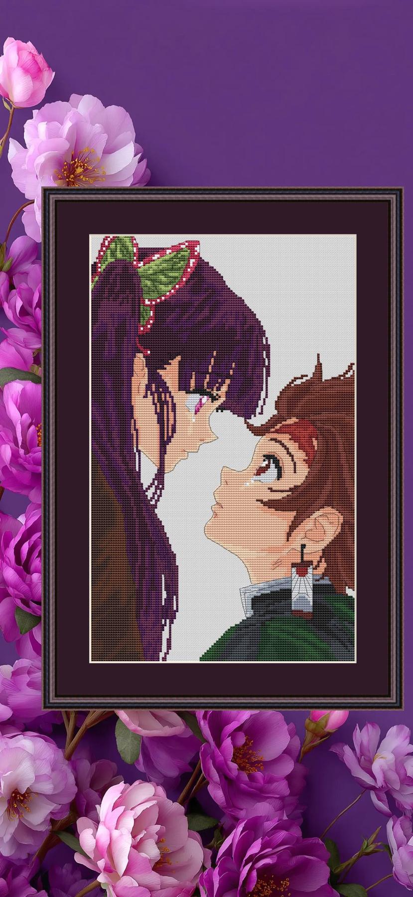 Anime Cross Stitch Pattern Kanao/Tanjiru Digital PDF,XSD Chart Fan Art Design