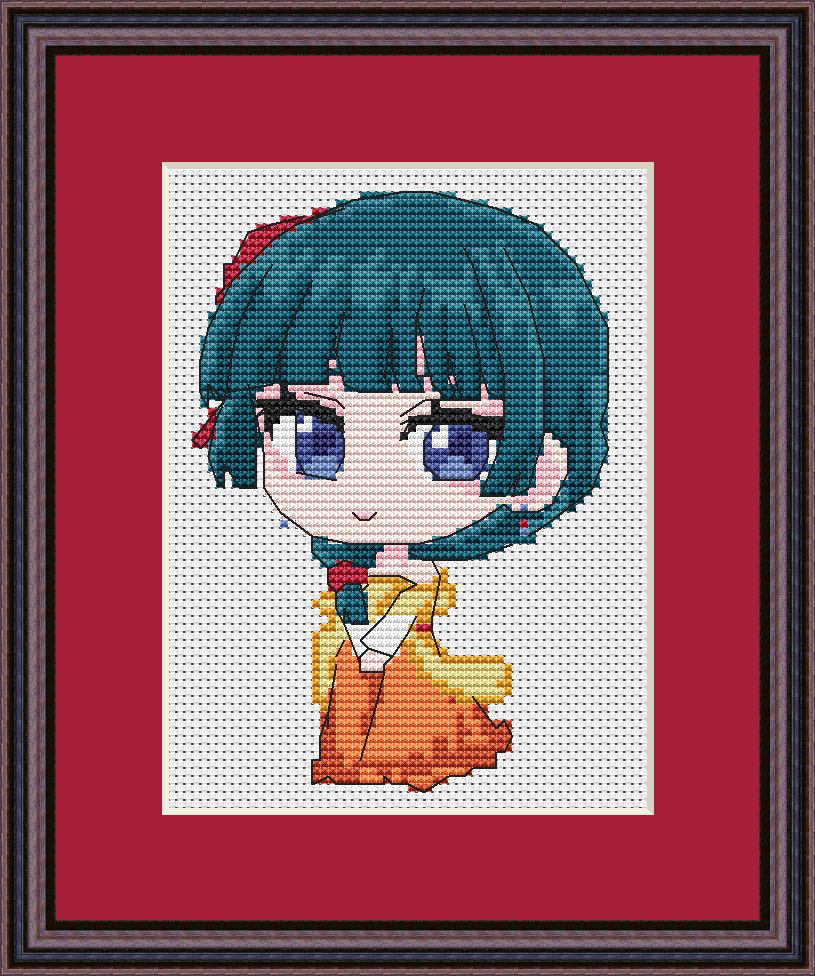Anime Girl Cross Stitch Pattern  Digital PDF, XSD Chart  Manga Fan Art Design