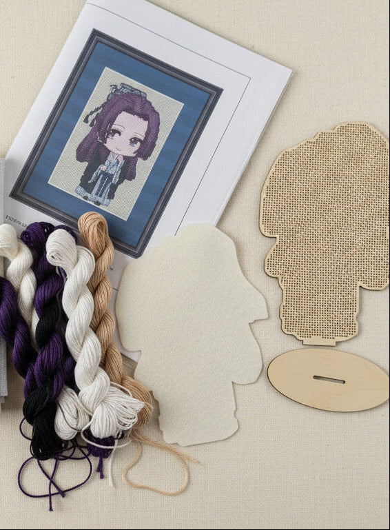 Kit de point de croix Chibi – Choisissez n'importe quel personnage Chibi | Modèle imprimé, fils DMC et base en bois ou acrylique