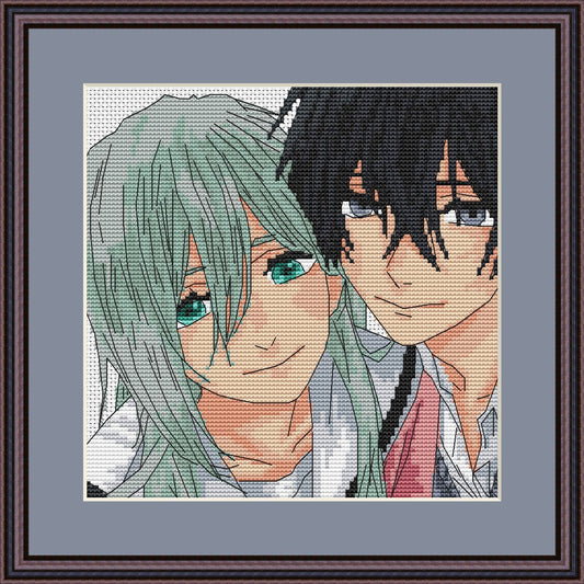 Anime Couple Hoshina & Saku Modèle de point de croix  PDF numérique, Diagramme XSD  Motif Manga Fan Art (Copie)