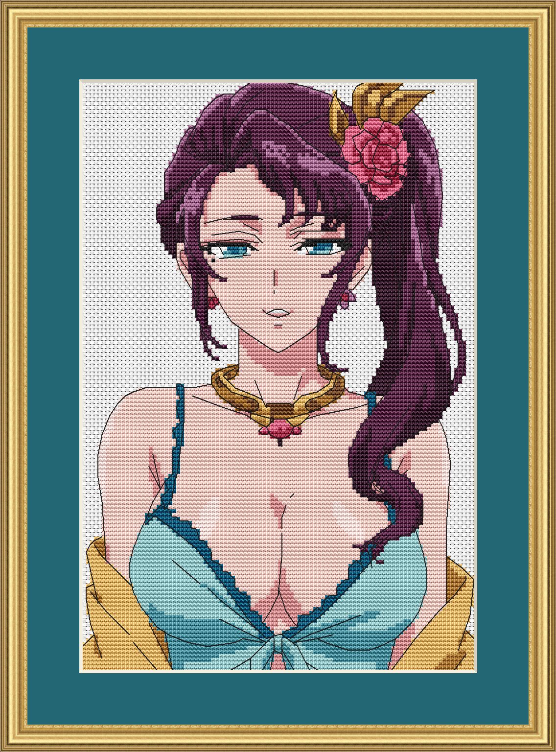 Patrón de punto de cruz de anime Mao Mao/Jinshi, gráfico PDF digital, diseño de fan art