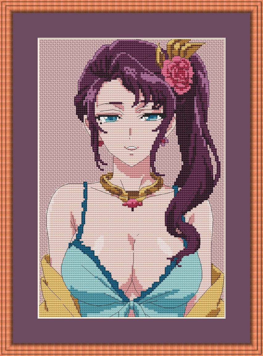 Patrón de punto de cruz de anime Mao Mao/Jinshi, gráfico PDF digital, diseño de fan art