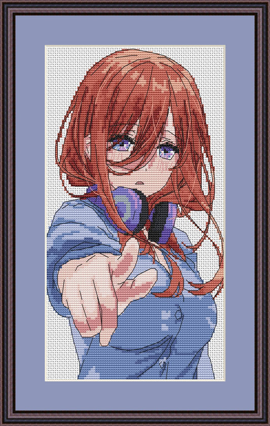 Anime Cross Stitch Pattern Miku QQ Digital PDF, XSD Chart  Manga Fan Art