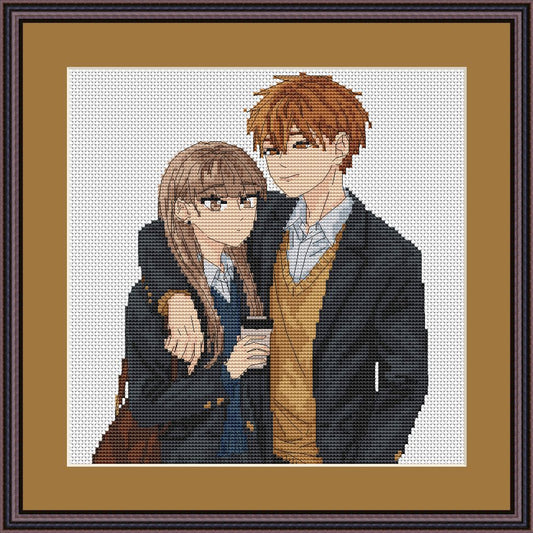 Patron de point de croix de couple d'anime Koyuki et Minato PDF numérique, tableau XSD