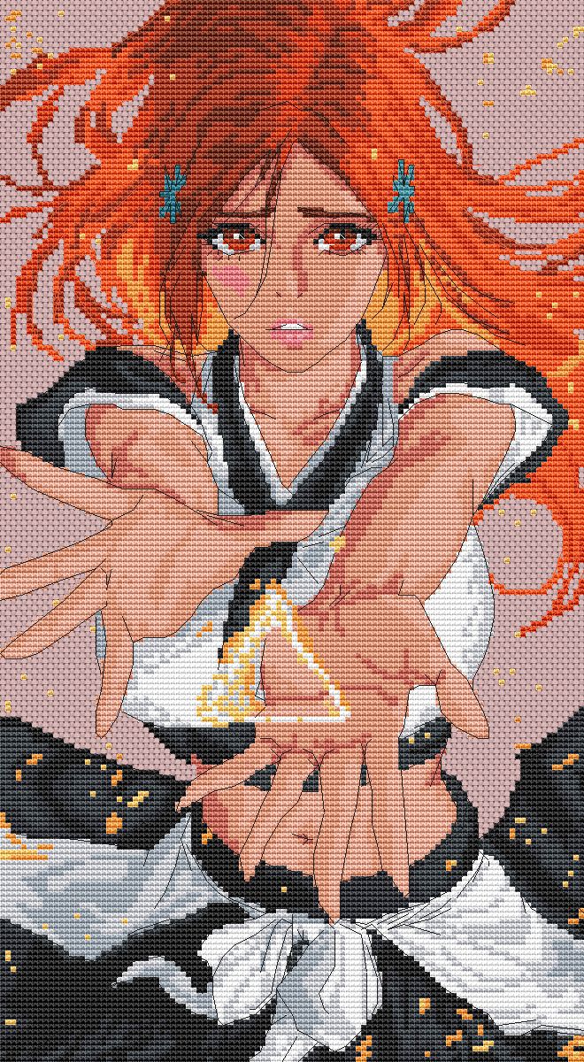 Anime Cross Stitch Pattern Orihime Digital PDF,XSD Chart  Manga Fan Art