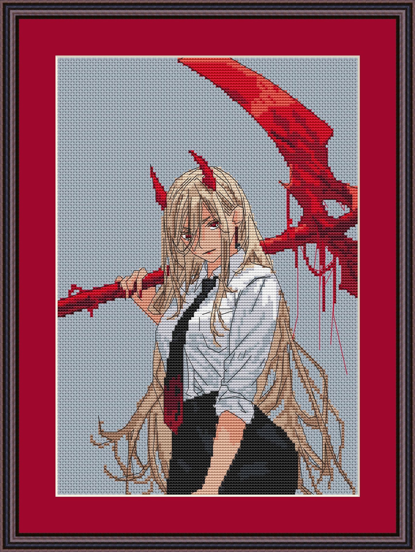 Anime Cross Stitch Pattern Power Digital PDF,XSD Chart  Manga Fan Art
