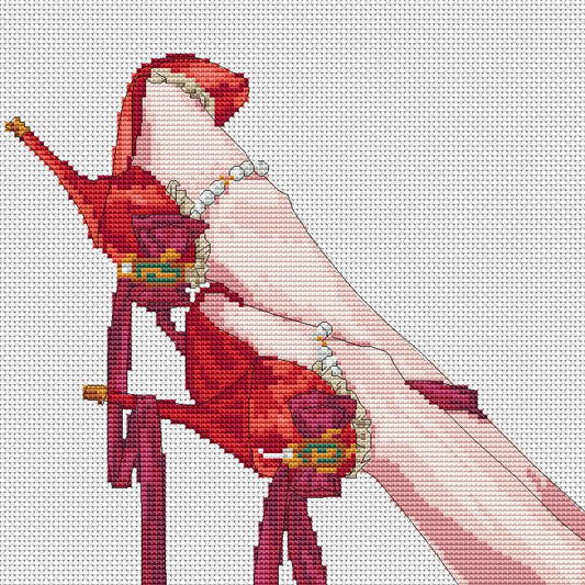 Patron de point de croix Chaussures rouges PDF numérique, Modèle d'art en XSD