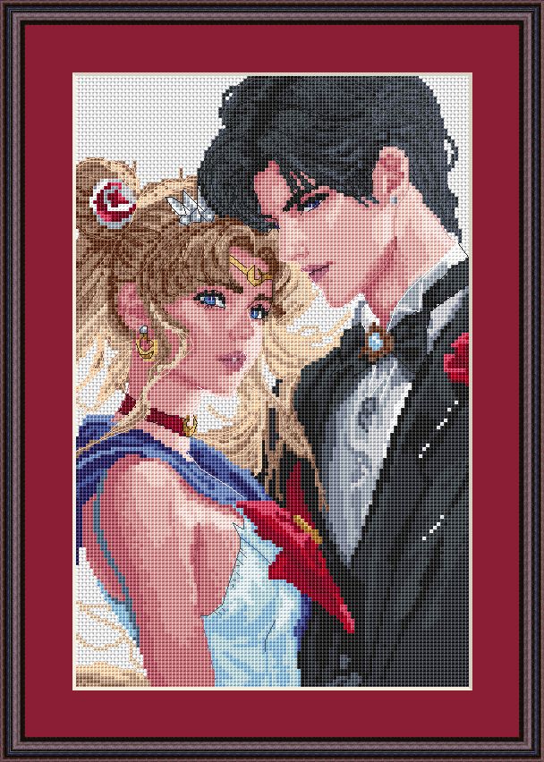 Patron de point de croix Anime SM PDF numérique, grille XSD Manga Fan Art