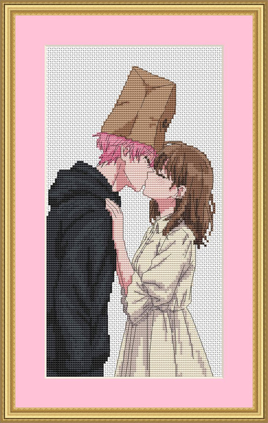 Modèle de point de croix en couple d'anime Tamon, PDF numérique, tableau XSD, motif d'art de manga