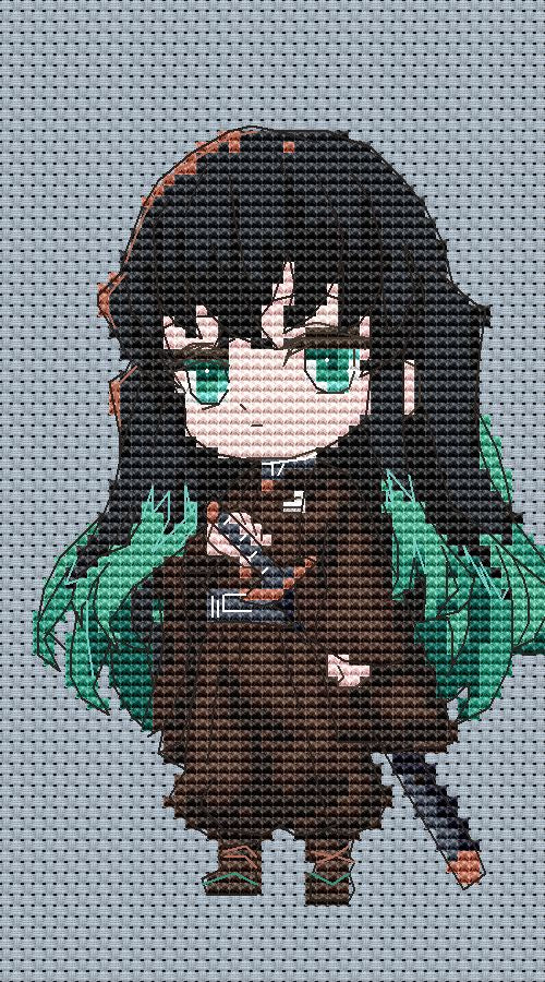 Diagramme de point de croix Anime Tokito Numérique PDF Motif Fan Art Design