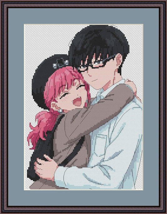 Anime Couple Yusuke & Miyu Point de Croix Patron PDF Numérique, Grille XSD Manga Fan Art